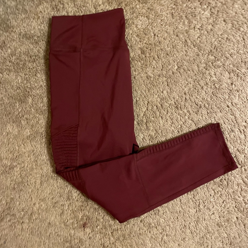 Fabletics burgundy moto leggings brand new